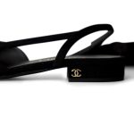 23K Chanel Black Denim Embossed Slingbacks Size 37 - Image 8