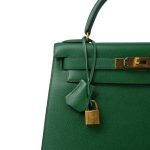 Kelly 28 Vert Bengale Courchevel Gold Plated T Circle Stamp - Image 2