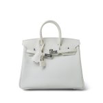 Birkin 25 White Epsom Palladium Plated [N] Stamp - Image 3