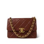24A Brown Caviar Quilted Large Single Flap Aged Gold Hardware - Image 9