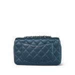 Pearly Navy Caviar Quilted Mini Rectangular Flap Silver Hardware - Image 12