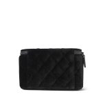 Black Velvet Quilted Small Vanity Case Black Hardware - Image 3