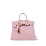 Birkin 25 Rose Sakura Swift Gold Plated X Stamp