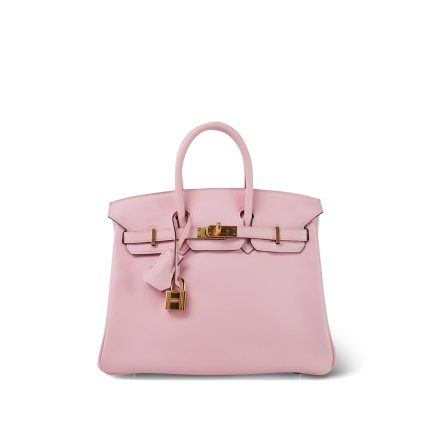 Birkin 25 Rose Sakura Swift Gold Plated X Stamp
