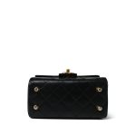 Black Lambskin Quilted Mini Vanity Chest With Handle Gold Hardware - Image 8