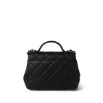 Black Caviar Quilted Business Affinity Flap Light Gold Hardware - Image 3