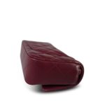 Burgundy Lambskin Quilted Extra Mini Rectangular Flap Light Gold Hardware - Image 12