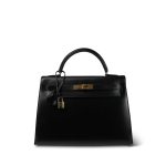 Kelly 32 Black Box Calfskin Gold Plated U Circle Stamp - Image 5