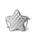 24C Metallic Silver Lambskin Quilted Star Bag Light Gold Hardware - Image 5