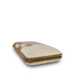 Beige White Lambskin Stitched CC Logo Clutch On Chain LGHW - Image 5