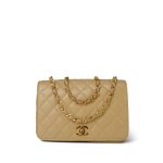 Light Beige Lambskin Quilted Full Flap Bag Gold Hardware - Image 15