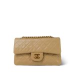 Light Beige Lambskin Quilted Classic Flap Small Gold Hardware