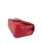 20S Red Lambskin Quilted Mini Rectangular Flap Light Gold Hardware - Image 8