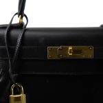 Kelly 28 Sellier Black Box Calfskin Gold Plated A Square Stamp - Image 2