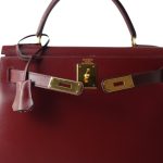 Kelly Sellier 28 Rouge H Box Calfskin Gold Plated W Circle Stamp - Image 9