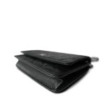 Black Caviar Quilted Classic Wallet on Chain (WOC) Silver Hardware - Image 6