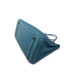 Birkin 30 Bleu Jean Veau Togo Palladium Plated I Square Stamp - Image 7