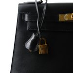 Kelly Sellier 28 Black Box Calfskin Gold Plated (H) Stamp - Image 2
