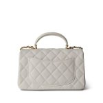21S White / Ivory Caviar Quilted Mini Top Handle Aged Gold Hardware - Image 3