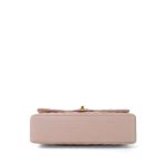 17C Light Pink Calfskin Chevron Quilted Classic Flap Medium Aged Gold Hardware - Image 7