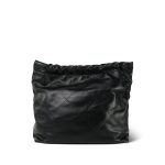 24P Black Crumpled Calfskin Quilted 22 Hobo Bag Medium Aged Gold Hardware - Image 7