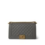 Grey Caviar Quilted Boy Bag Old Medium Aged Gold Hardware