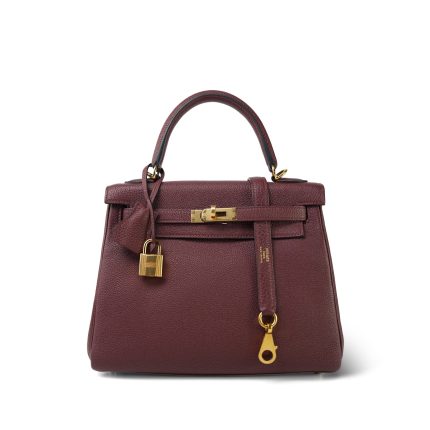 Kelly 25 Retourne Rouge H Togo Gold Plated Y Stamp