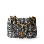 24P Black White Silver Tweed Quilted Pearl Aged Gold Hardware - Image 11