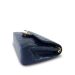 Navy Lambskin Quilted Classic Flap Small Gold Hardware - Image 6
