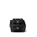 24P Black Lambskin Leather Duma Backpack Small Light Gold Hardware