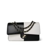 Black/White Lambskin Classic Flap Medium LGHW - Image 10