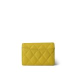 23C Yellow Caviar Quilted Key Holder Wallet Light Gold Hardware - Image 3