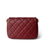 Burgundy Caviar Quilted Chain Medallion Flap Mini Antique Gold Hardware - Image 4