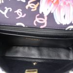 24S Black Multicolor Floral Fabric Quilted Single Flap Medium Light Gold Hardware - Image 12