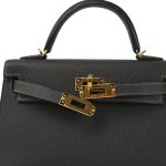Mini Kelly Sellier Gris Graphite Veau Epsom Gold Plated U Stamp - Image 5