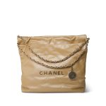 22A Gold Calfskin Quilted 22 Hobo Bag Small Aged Gold Hardware