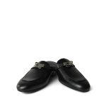 Black Oz Mule Sandals Palladium Plated Hardware Size 39