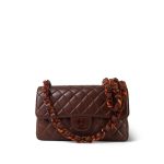 Vintage Brown Lambskin Quilted Single Flap Medium Tortoiseshell Hardware - Image 4