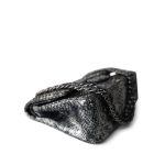 Black Silver Metallic Python Jumbo Double Flap - Image 6