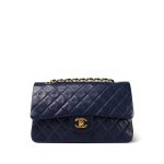 Navy Lambskin Quilted Medium Classic Flap GHW