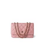 19S Iridescent Pink Caviar Quilted Wallet on Chain WOC - Image 13