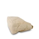 Light Beige Goatskin Quilted Large 19 Flap Mixed Hardware - Image 8