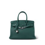 Birkin 30 Malachite Togo Palladium Plated D Stamp - Image 7
