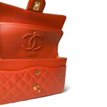 Burnt Orange Lambskin Quilted Classic Flap Medium Gold Hardware - Image 12