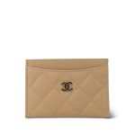 Beige Clair Caviar Quilted Classic Card Holder SHW