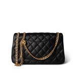 Sweet Camelia Single Flap Black Lambskin Quilted Aged GHW - Image 5