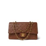 Dark Caramel/Brown Lambskin Quilted Classic Flap Bag Medium GHW - Image 10