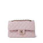 22S Light Pink Caviar Quilted Classic Flap Small LGHW