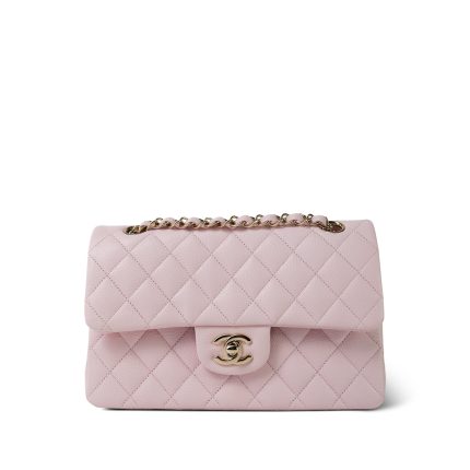 22S Light Pink Caviar Quilted Classic Flap Small LGHW