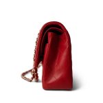 20S Red Lambskin Quilted Classic Flap Medium LGHW - Image 5